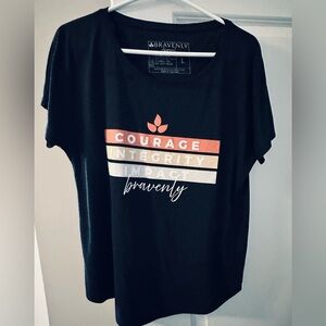 Bravenly shirt, courage, integrity, impact. Excellent condition like new.